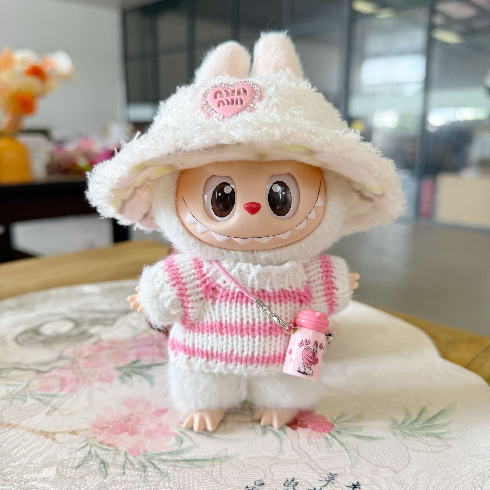 Only clothes] second generation labubu doll clothes Labubu sit party doll clothes brushed hat striped sweater