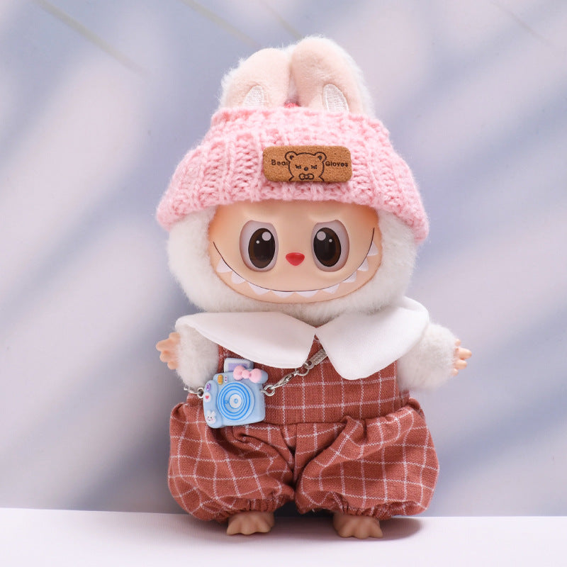Only baby clothes] one or two generation pendant labubu clothes plaid suspenders camera suit labubu baby clothes