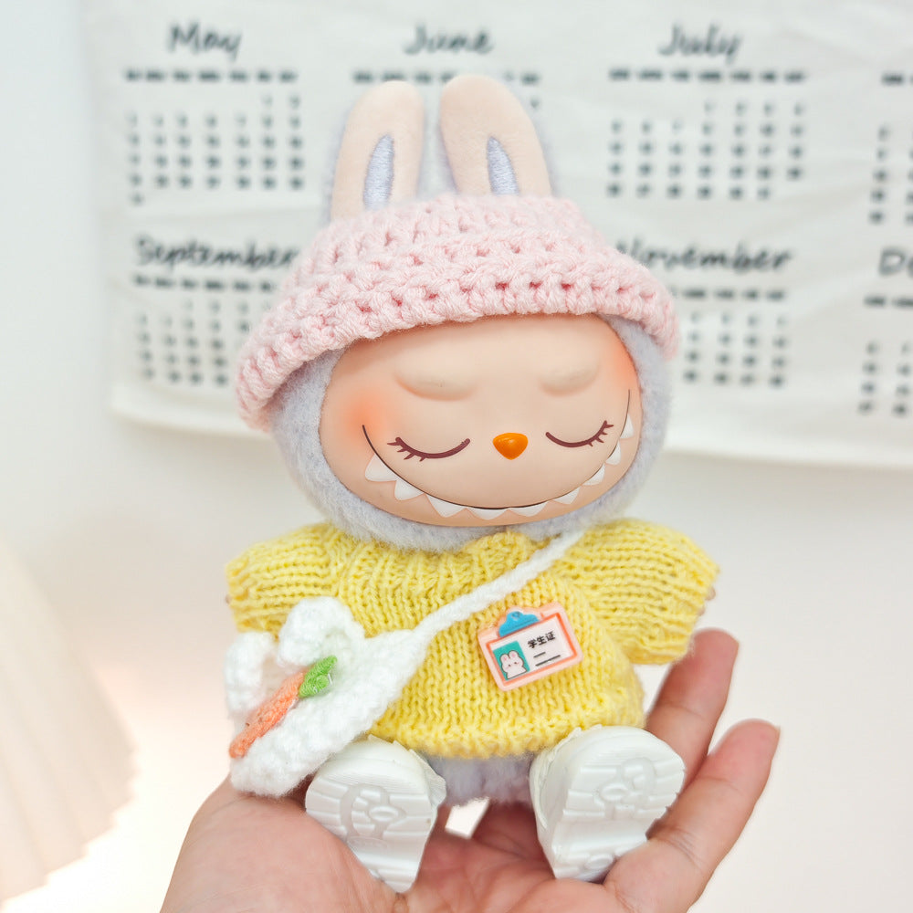 Labubu Doll Clothes Set - Sweater, Shawl & Hat for 1st-3rd Gen Pendants