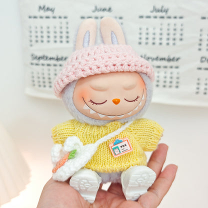 Labubu Doll Clothes Set - Sweater, Shawl & Hat for 1st-3rd Gen Pendants