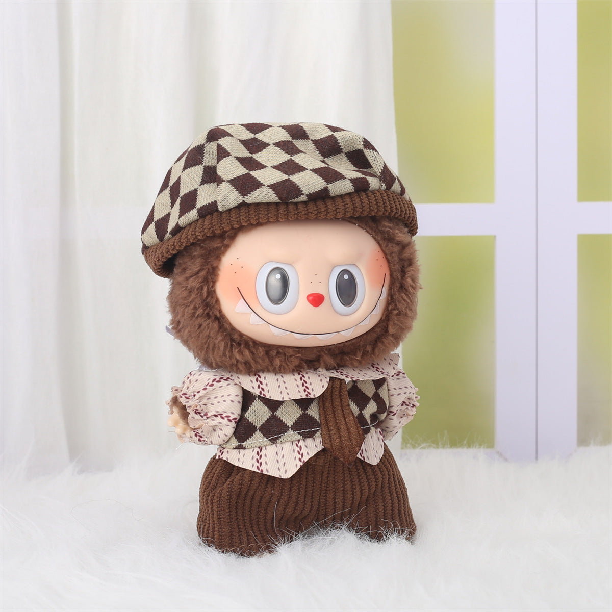Labubu Clothes Pendant for First and Second Generation Baby Clothes, Labubu Sitting Baby Clothes, Heart Sweater, Bear Ear Hat Set