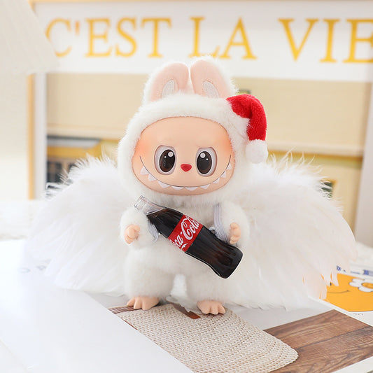 clothes only labubu coca-cola series labubu generation one, two and three universal white and black angel feather wings