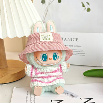 Clothing Only: First, Second, and Third Generation Blind Box Labubu Pendant Clothing, Sitting Labubu Party Doll Pink Sweater
