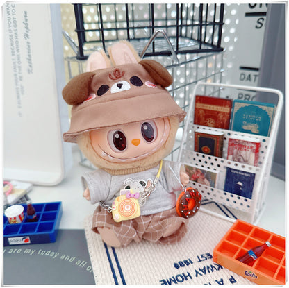 Labubu Doll Outfit - Plaid Suit, Hat & Accessories for 10cm & 17cm Dolls