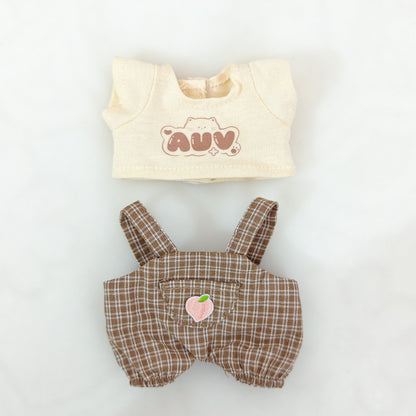 Labubu Doll Summer Outfit Set with Straw Hat & Canvas Shoes