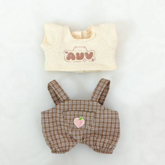 Labubu Doll Summer Outfit Set with Straw Hat & Canvas Shoes
