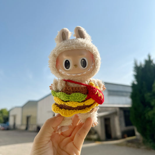 Only clothes] 15CM pendant cloth cloth clothes handmade hamburger fries suit key chain LABUBU