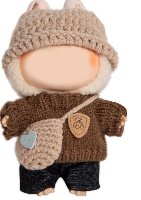 Only clothes] one or two generation blind box pull cloth universal doll LABUBU bear standard coffee sweater hat small bag suit
