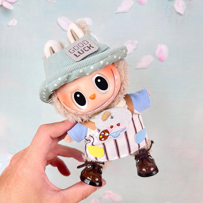 17cm Labubu Doll Clothes Set with Hat, Top, Skirt & Bag