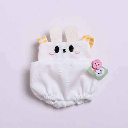 Labubu Doll Overalls Set - Blue Penguin, White Rabbit, Khaki Bear with Matching Hats
