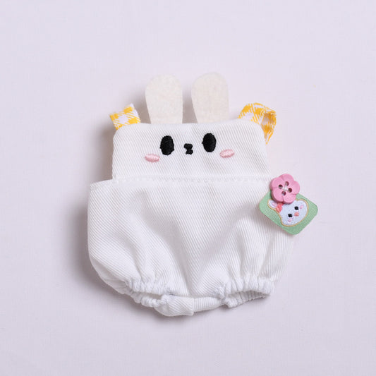 Labubu Doll Overalls Set - Blue Penguin, White Rabbit, Khaki Bear with Matching Hats