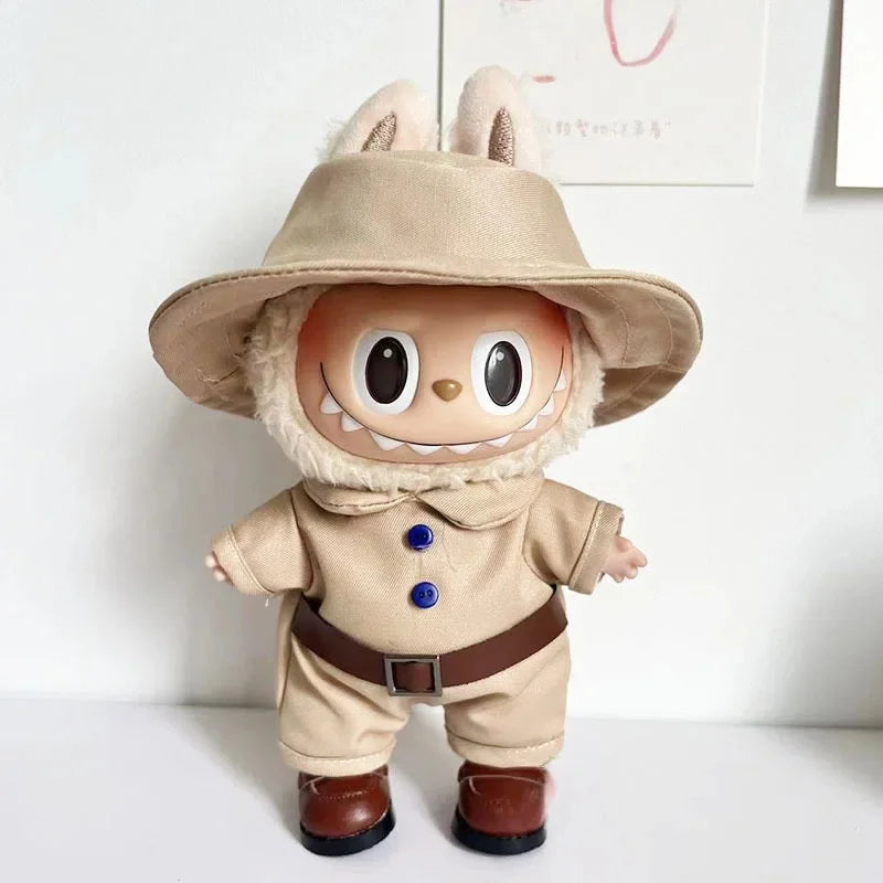 Only clothes] 17CM cloth cloth clothes 15CM doll Denim straps cartoon plaid suit hot sale