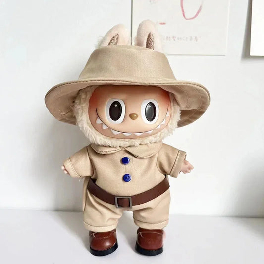 Only clothes] 17CM cloth cloth clothes 15CM doll Denim straps cartoon plaid suit hot sale