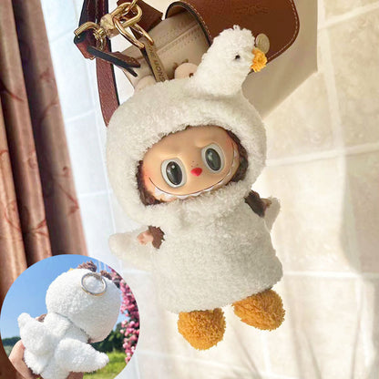 17cm Labubu Blind Box Doll Second Generation Sitting Party Cute Cartoon Plush Jumpsuit