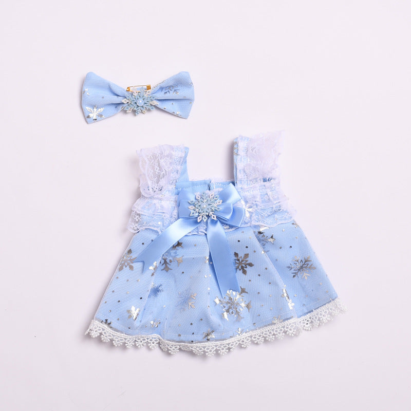 Labubu Ice Princess Dress for 38cm Pull Cloth Doll - Blue