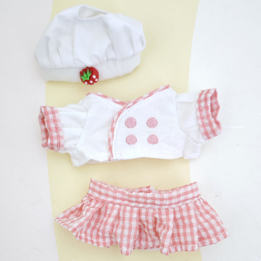 Pink Plaid Chef Uniform Suitable for Labubu Doll Clothes Replacement Labubu Little Chef Pendant Doll Clothes Replacement Set