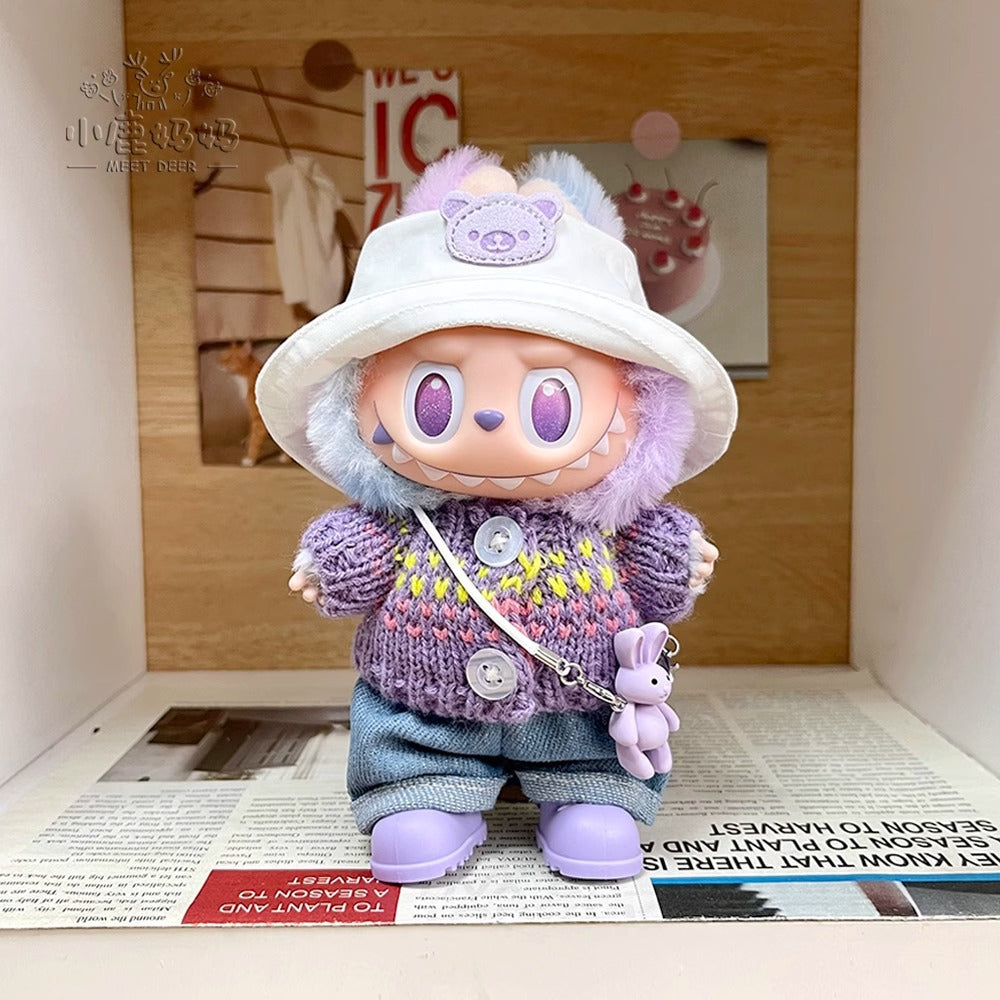 [Only for Baby Clothes] Baseball Uniform Labubu Baby Clothes 17cm Macaron Labubu Clothes First, Second and Third Generation Replacement