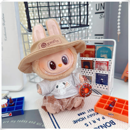 Labubu Doll Outfit - Plaid Suit, Hat & Accessories for 10cm & 17cm Dolls