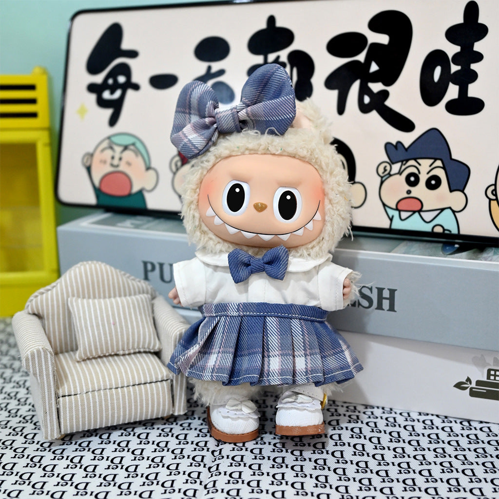 Clothing Only] Pendant Labubu Clothing Spring Sweet Suspender Skirt 17cm Labubu Replacement Suspender Skirt Trendy Toy