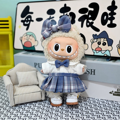 Clothing Only] Pendant Labubu Clothing Spring Sweet Suspender Skirt 17cm Labubu Replacement Suspender Skirt Trendy Toy