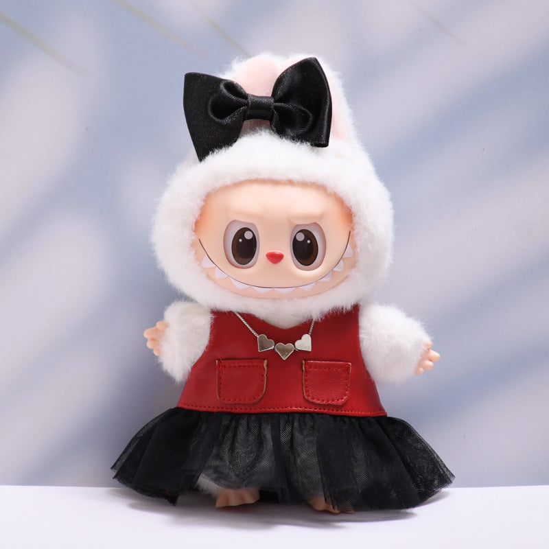 Only baby clothes] one or two generation pendant labubu clothes red leather clothes black gauze skirt suit cloth baby clothes