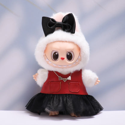 Only baby clothes] one or two generation pendant labubu clothes red leather clothes black gauze skirt suit cloth baby clothes