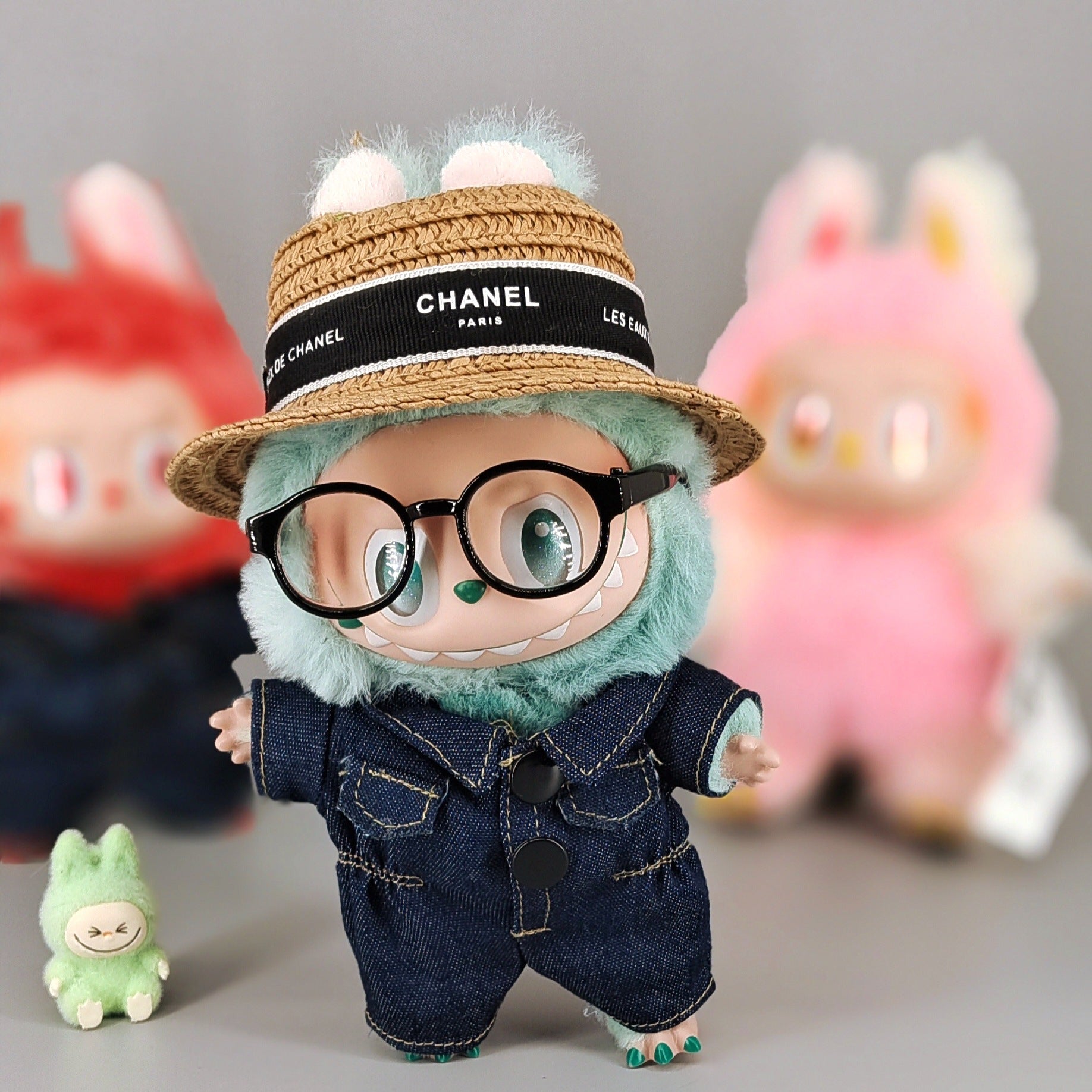 Labubu Denim Jumpsuit Outfit for 1st-3rd Gen Dolls