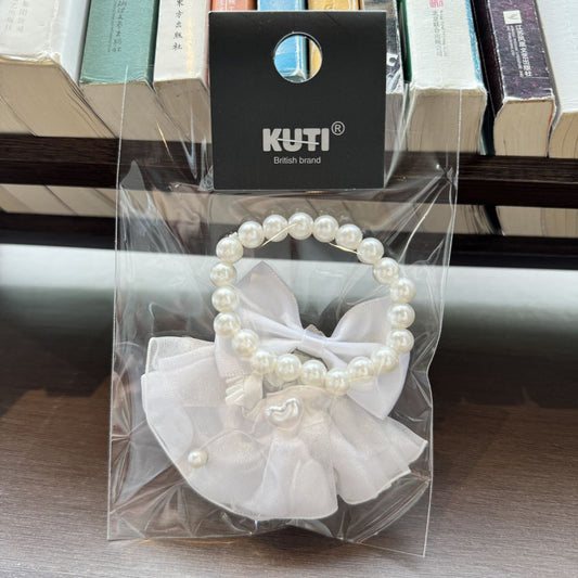 Labubu Doll Clothes Set with Bow Pearl Necklace and Lace