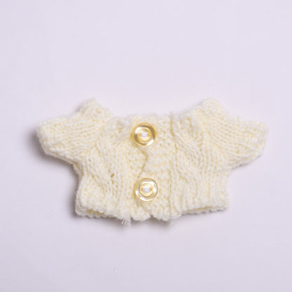 Labubu Doll Winter Outfit - White Sweater & Smiley Wool Hat for 17cm Pendant