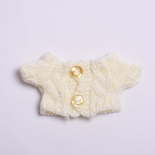 Labubu Doll Winter Outfit - White Sweater & Smiley Wool Hat for 17cm Pendant