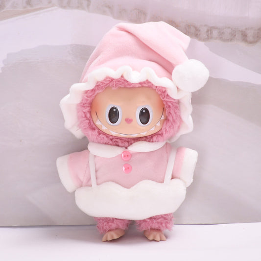Only clothes] 17cm cloth pendant replacement clothes eggshell pajamas three-piece doll Labubu doll cute