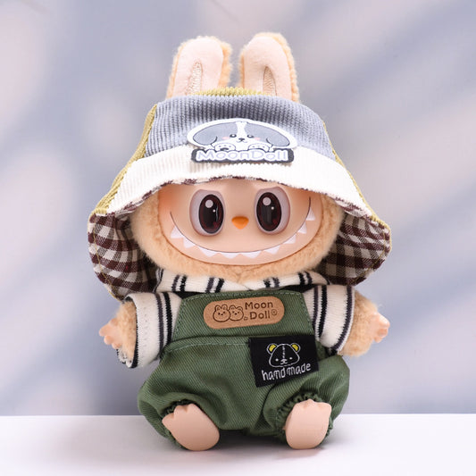 Labubu Doll Puppy Hat Overalls Outfit for 1st & 2nd Gen Pendants