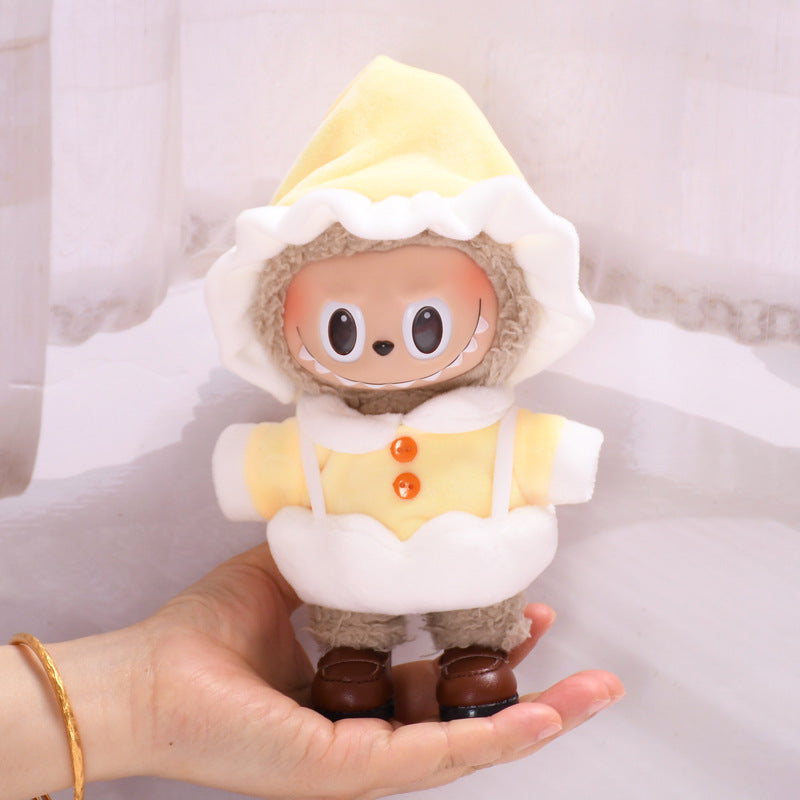 Only clothes] 17cm cloth pendant replacement clothes eggshell pajamas three-piece doll Labubu doll cute