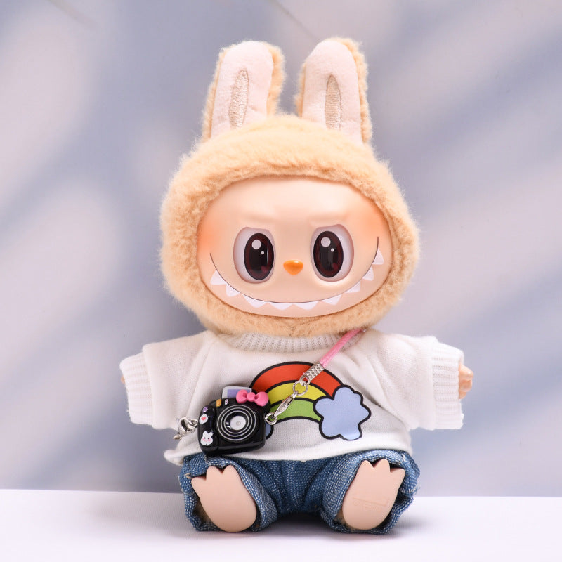 Only baby clothes] one or two generation pendant labubu clothes rainbow white T jeans suit suit labubu baby clothes