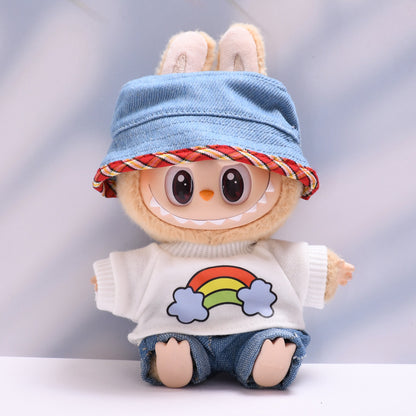 Only baby clothes] one or two generation pendant labubu clothes rainbow white T jeans suit suit labubu baby clothes