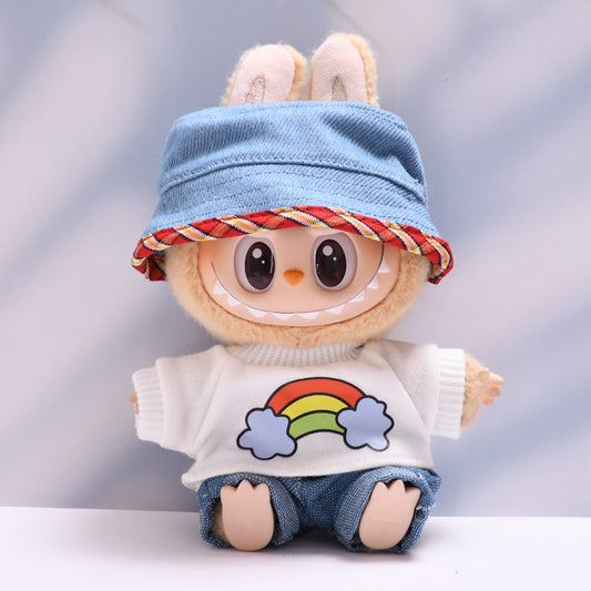Only baby clothes] one or two generation pendant labubu clothes rainbow white T jeans suit suit labubu baby clothes