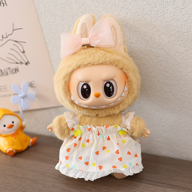 The first and second generation labubu labubu sit party vinyl doll blind box pendant doll clothes for wedding dress skirt