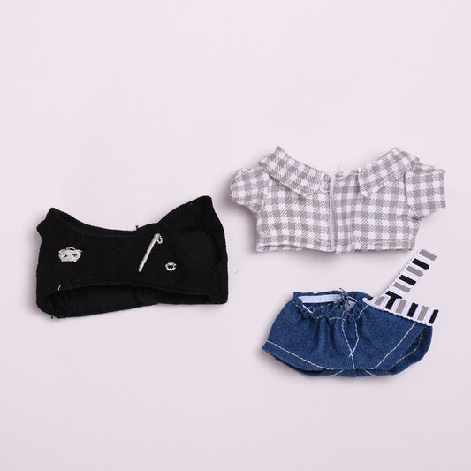 Labubu Doll Plaid Shirt Set & Hat Outfit for Vinyl Pendant Dolls
