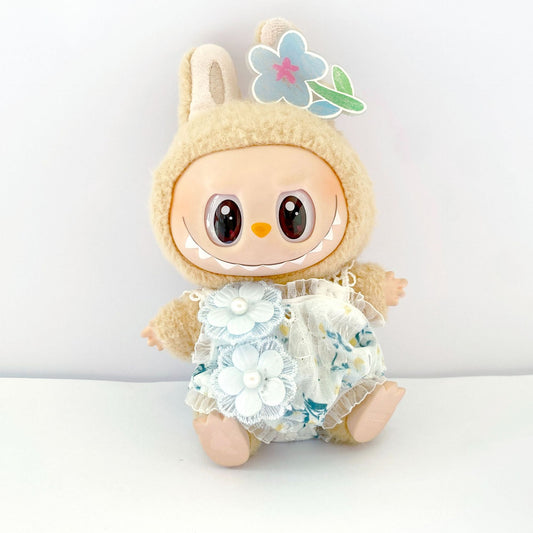 Labubu Doll Flower Jumpsuit Outfit - Pink & Blue Baby Clothes