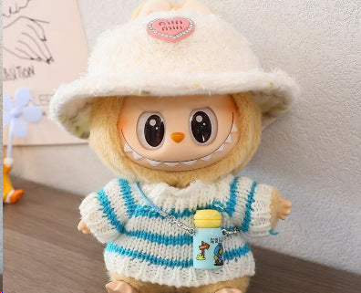 Only clothes] second generation labubu doll clothes Labubu sit party doll clothes brushed hat striped sweater