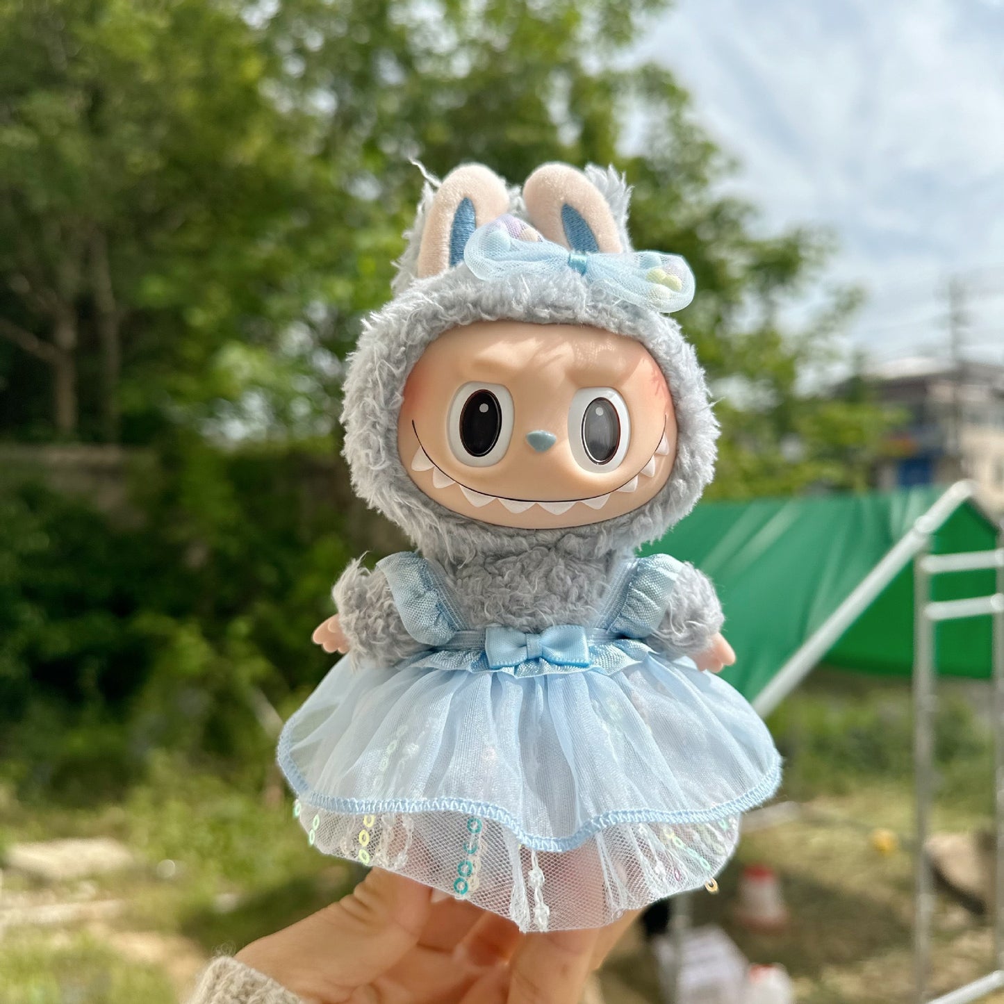 Only clothes] 17CM blind box cloth clothes pink small fragrant wind suit key chain LABUBU for blue skirt