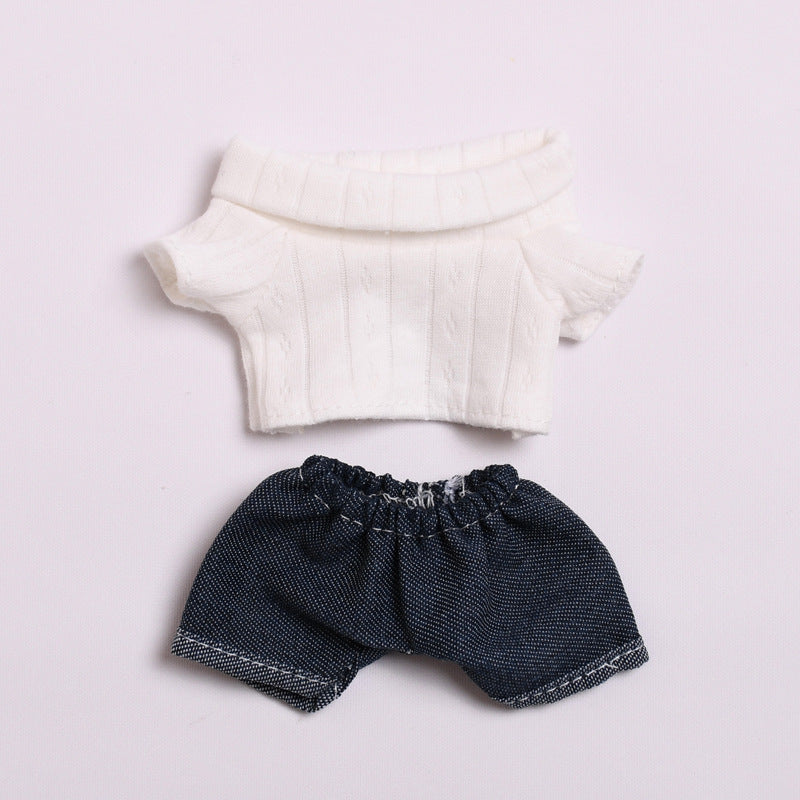 Labubu Doll Clothes - 17cm Casual T-Shirt & Jeans Outfit for Vinyl Dolls