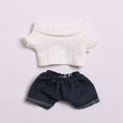 Labubu Doll Clothes - 17cm Casual T-Shirt & Jeans Outfit for Vinyl Dolls