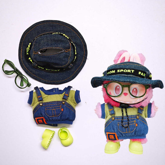 Labubu 3.0 Doll Outfit Set with Hat, Glasses & Shoes