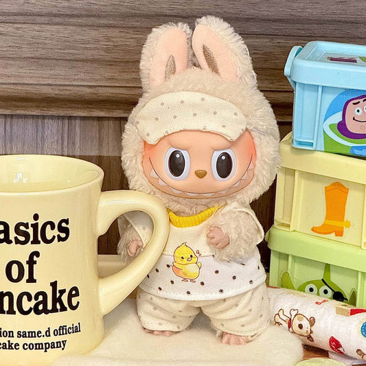 Cute Plush Gift Vinyl Doll Labubu Heart-Warming Macaron Set 18cm Baby Clothes Replaceable Labubu