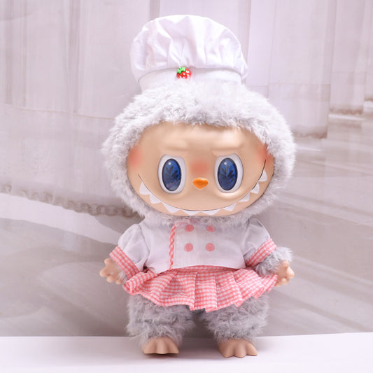 Labubu Chef Pink Skirt Set for 38cm Doll - Baby Clothes Outfit