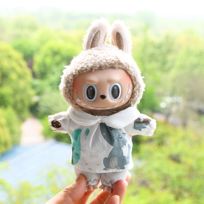 Only baby clothes] 17cm blind box cloth hanging clothes bear corduroy suspenders pants T-shirt key chain baby clothes