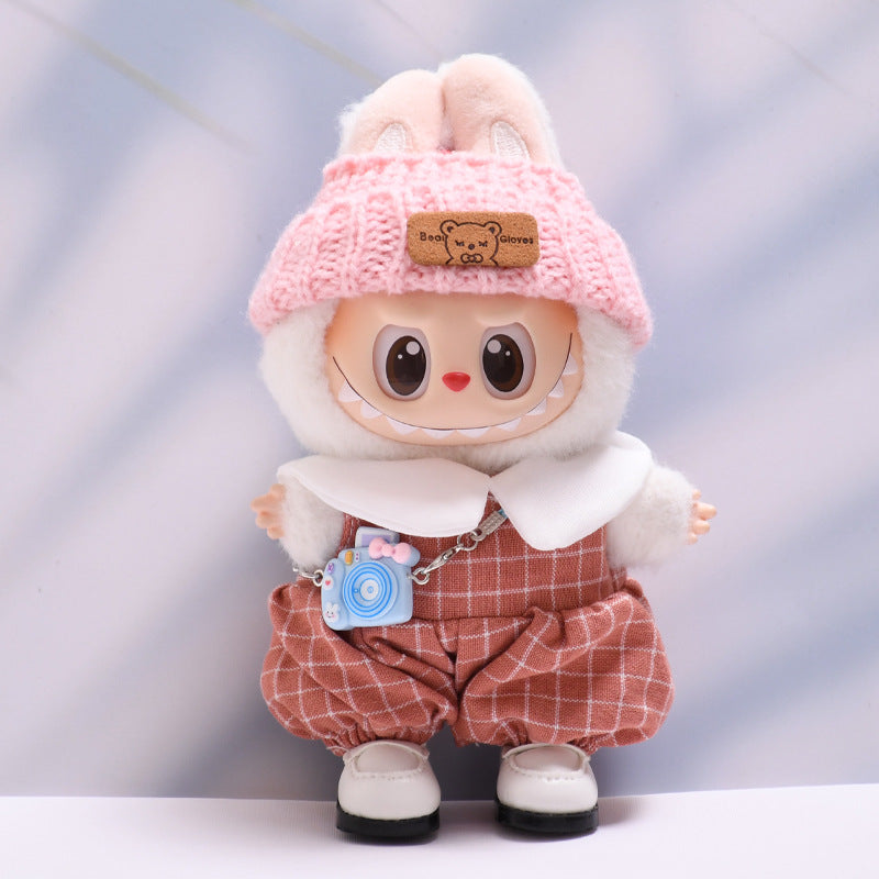 Only baby clothes] one or two generation pendant labubu clothes plaid suspenders camera suit labubu baby clothes