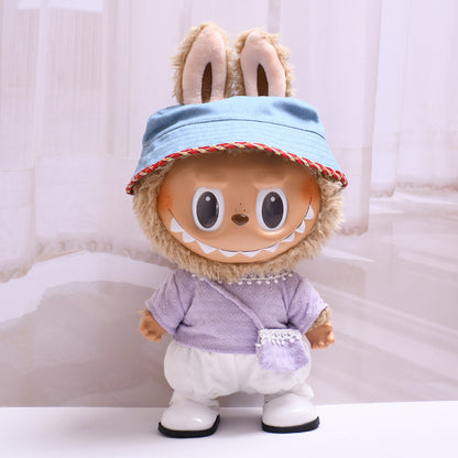 Labubu Doll Knitted Suit with Four-Petal Flower for 38cm Vinyl Doll