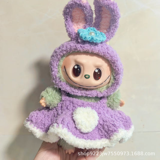 Labubu Stellalou Crochet Dress Set - Purple Baby Clothes for Dolls